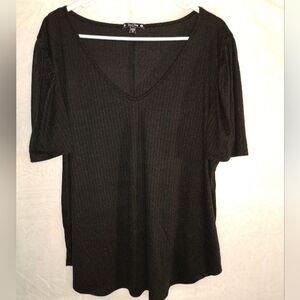 Black Ribbed Tee Shirt T-Shirt 2X Try This